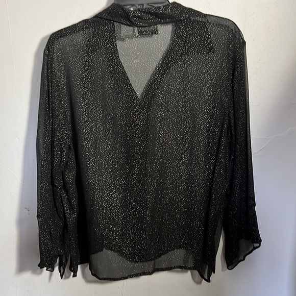 VINTAGE New York City Design Co. Sheer Black Blouse with GOLD dots - Picture 7 of 7